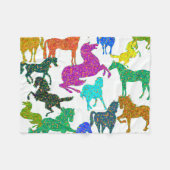 Rainboogpaarden - "Dotty about Horses!" Fleece Deken (Voorkant (Horizontaal))