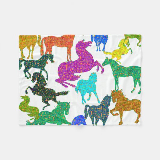 Rainboogpaarden - "Dotty about Horses!" Fleece Deken (Voorkant (Horizontaal))