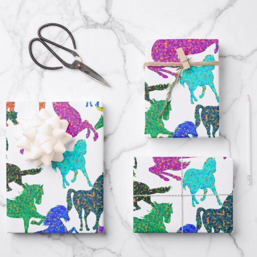 Rainboogpaarden - "Dotty about Horses!" Inpakpapier Vel (Voorkant)