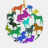 Rainboogpaarden - "Dotty about Horses!" Keramisch Ornament (Voorkant)