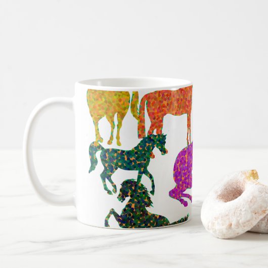 Rainboogpaarden - "Dotty about Horses!" Koffiemok (Met donut)