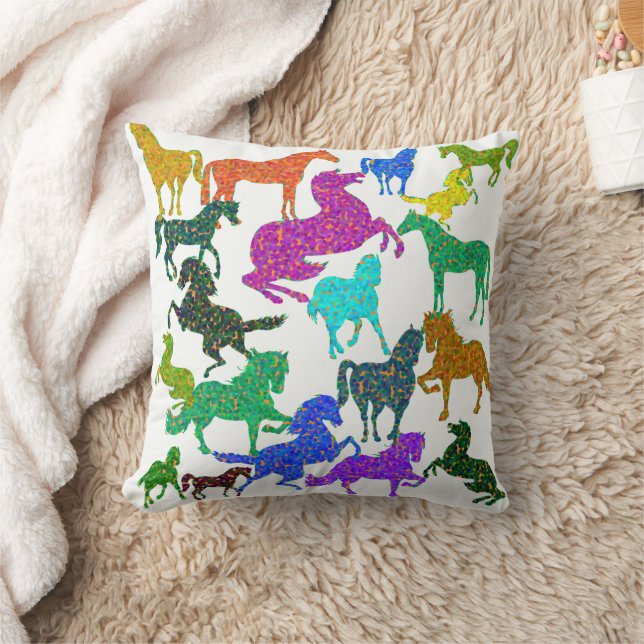 Rainboogpaarden - "Dotty about Horses!" Kussen (Deken)