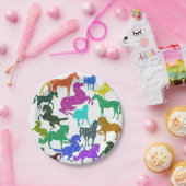 Rainboogpaarden - "Dotty about Horses!" Papieren Bordje (Feest)