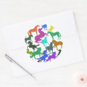 Rainboogpaarden - "Dotty about Horses!" Ronde Sticker (Envelop)