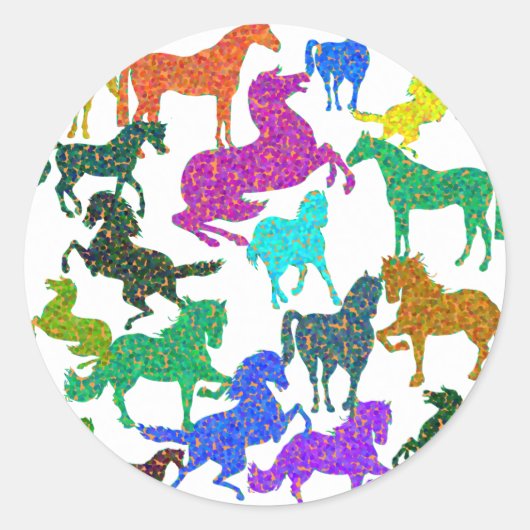 Rainboogpaarden - "Dotty about Horses!" Ronde Sticker (Voorkant)