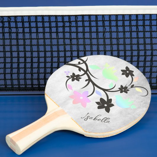 Rainboogpasta Lovevogels, gepersonaliseerd Tafeltennisbatje (Insitu)