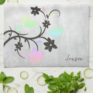 Rainboogpasta Lovevogels, gepersonaliseerd Theedoek