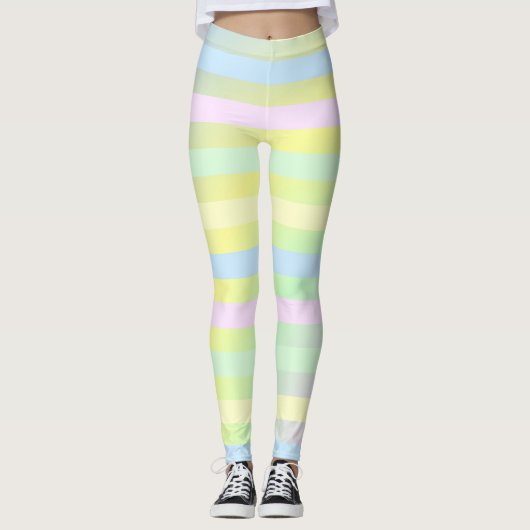 Rainboogpastelkleuren Leggings (Voorkant)