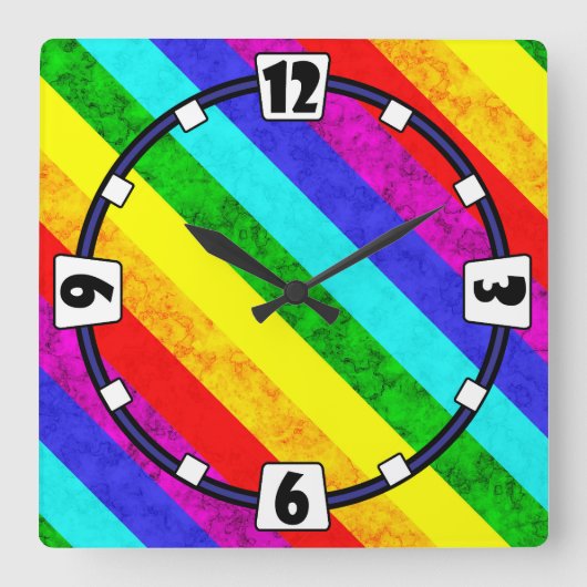 Rainboogpatroon abstract vierkante klok (Voorkant)
