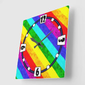 Rainboogpatroon abstract vierkante klok (Hoek)
