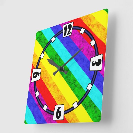Rainboogpatroon abstract vierkante klok (Hoek)