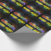 Rainboogpatroon "CONGRATS", aangepaste naam, Firew Cadeaupapier (Hoek)