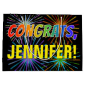 Rainboogpatroon "CONGRATS", aangepaste naam, Firew Groot Cadeauzakje (Achterkant)