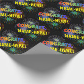 Rainboogpatroon "CONGRATS", Fireworks, aangepaste  Cadeaupapier (Hoek)