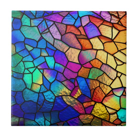 Rainboogpatroon Glas in lood Tegeltje (Voorkant)