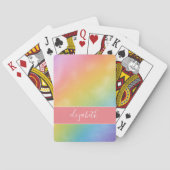 Rainboogpatroon met naam afspeelkaarten pokerkaarten (Achterkant)