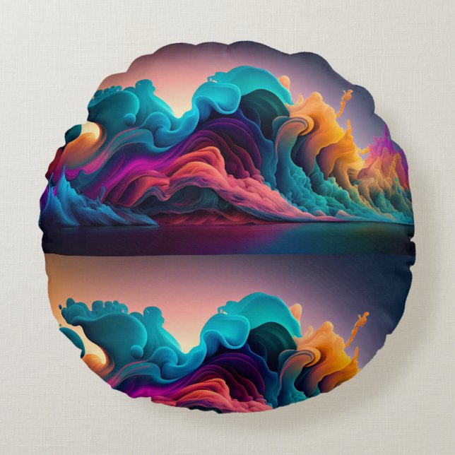 Rainboogpatroon Rond Kussen (Voorkant)