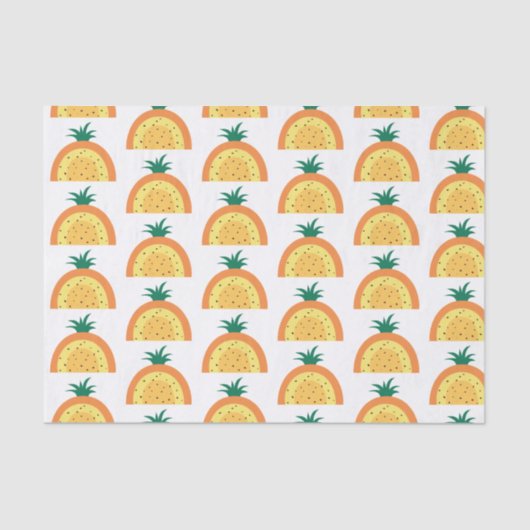 Rainboogpatroon voor ananas, geel en Oranje Tissuepapier (Voorkant)