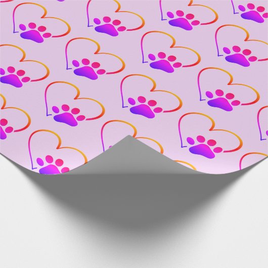 Rainboogpaw afdrukken met hart cadeaupapier (Hoek)