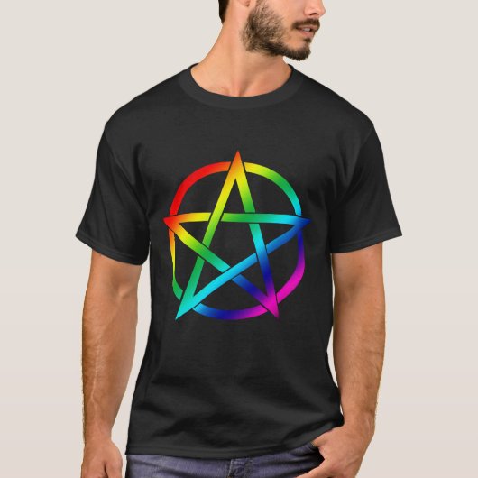 Rainboogpentakel voor donkere Shirten T-shirt (Voorkant)