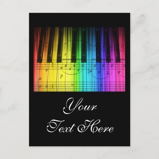 Rainboogpianotoetsenbord en noten briefkaart (Voorkant)