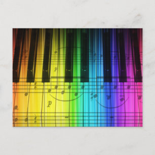 Rainboogpianotoetsenbord en noten briefkaart
