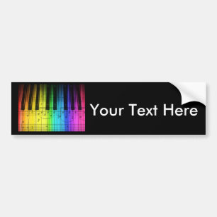 Rainboogpianotoetsenbord en noten bumpersticker