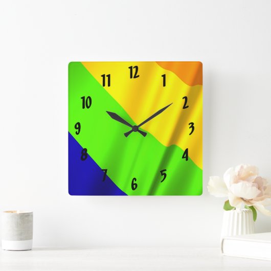 Rainboogplezier kinder kleurenontwerp vierkante klok (Huis)