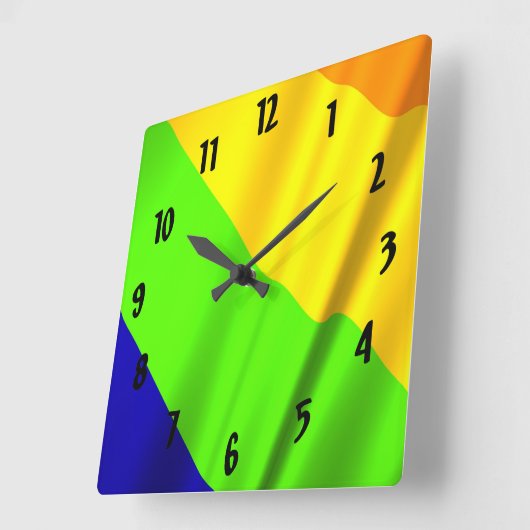 Rainboogplezier kinder kleurenontwerp vierkante klok (Hoek)