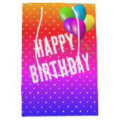 Rainboogpoliekdots met gouden ballonnen medium cadeauzakje (Voorkant)