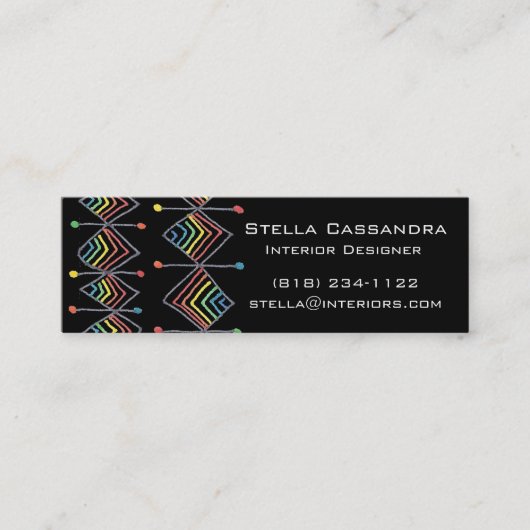 Rainboogprismdiamanten creatief, geometrisch zwart mini visitekaartje (Voorkant)