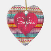 Rainboogretro harten faux wollen messennaam keramisch ornament (Rechts)