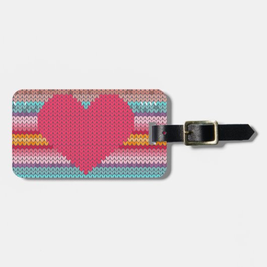 Rainboogretro harten faux wollen valentijn bagagelabel (Voorkant horizontaal)