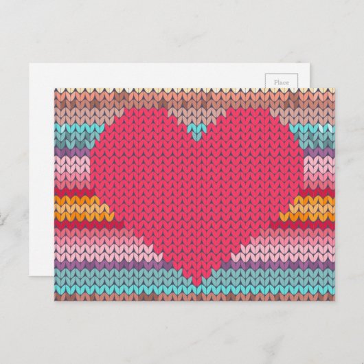 Rainboogretro harten faux wollen valentijn feestdagenkaart (Voorkant / Achterkant)