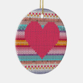 Rainboogretro harten faux wollen valentijn keramisch ornament (Rechts)