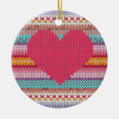 Rainboogretro harten faux wollen valentijn keramisch ornament (Voorkant)