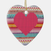Rainboogretro harten faux wollen valentijn keramisch ornament (Rechts)