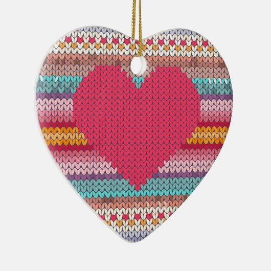 Rainboogretro harten faux wollen valentijn keramisch ornament (Rechts)