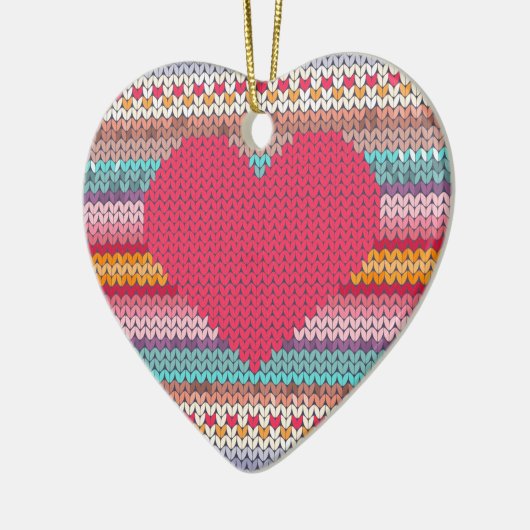 Rainboogretro harten faux wollen valentijn keramisch ornament (Links)