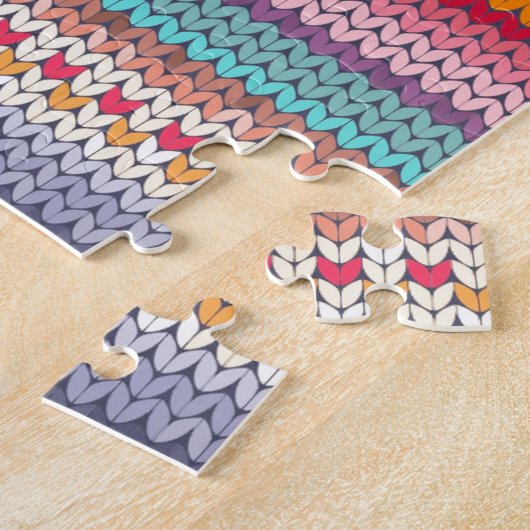 Rainboogretro harten faux wollen valentijn legpuzzel (Zijkant)