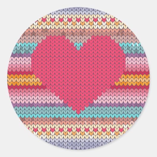 Rainboogretro harten faux wollen valentijn ronde sticker (Voorkant)