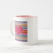 Rainboogretro harten faux wollen valentijn tweekleurige koffiemok (Voorkant links)