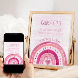 Rainboogroze Baby shower Cadeausetafel Poster