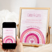 Rainboogroze Baby shower Cadeausetafel Poster