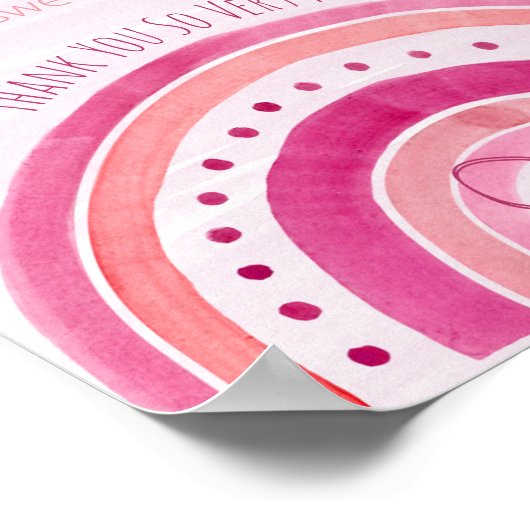 Rainboogroze Baby shower Cadeausetafel Poster (Hoek)