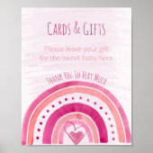 Rainboogroze Baby shower Cadeausetafel Poster (Voorkant)