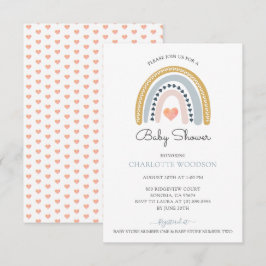 Rainboogroze Baby shower Kaart