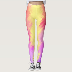 Rainboogroze en gele All-Over-Print Leggings