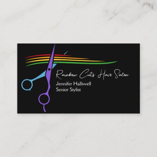 Rainboogschaar Chic Modern Hair Stylist Salon Visitekaartje (Voorkant)