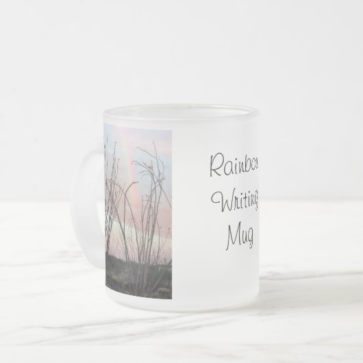 Rainboogschrijvende Mok met regenbogen (Voorkant links)